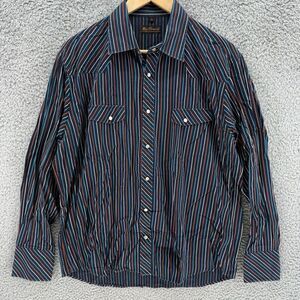 Ben Sherman Shirt Mens XL Pearl Snap Long Sleeve Button Up Western Jazzy Stripes